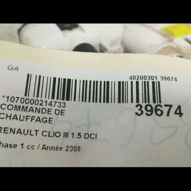 Commande de chauffage occasion RENAULT CLIO III Phase 1 09-2005->03-2009 1.5 DCI 70ch 7701070472 3