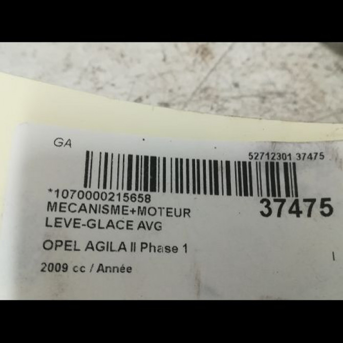 Mecanisme+moteur leve-glace avg occasion OPEL AGILA II Phase 1 03-2008->12-2014 95512982 3