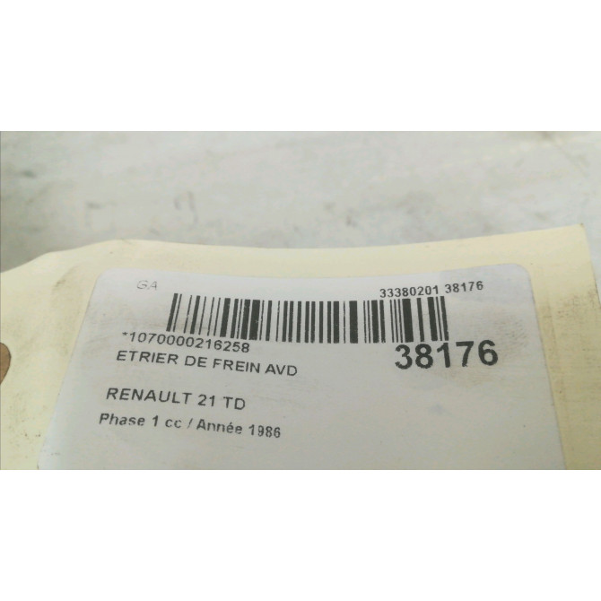 Etrier de frein avant droit occasion RENAULT 21 Phase 1 01-1986->06-1989 TD 7701203074 3