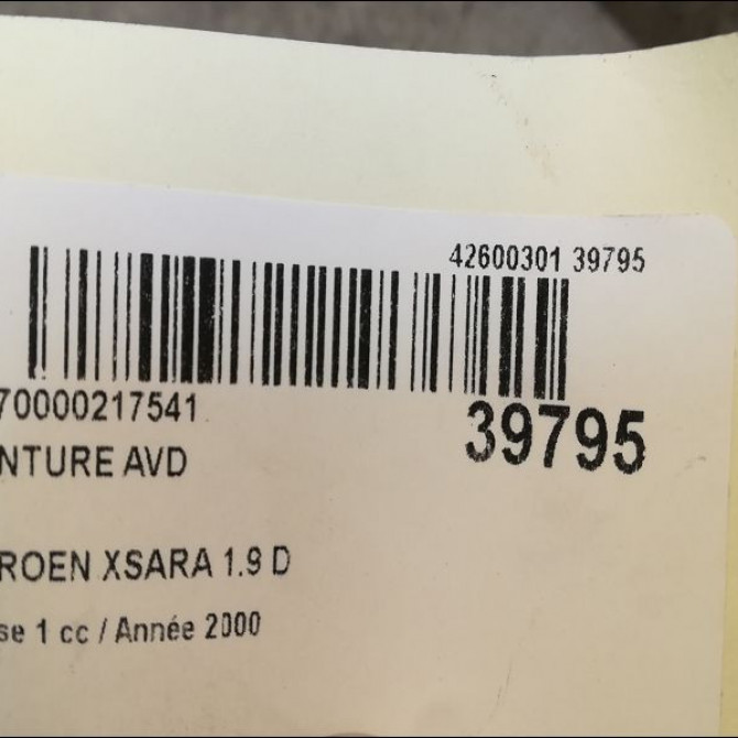 Ceinture avant droite occasion CITROEN XSARA Phase 1 02-1998->09-2000 1.9 D 8973T2 4