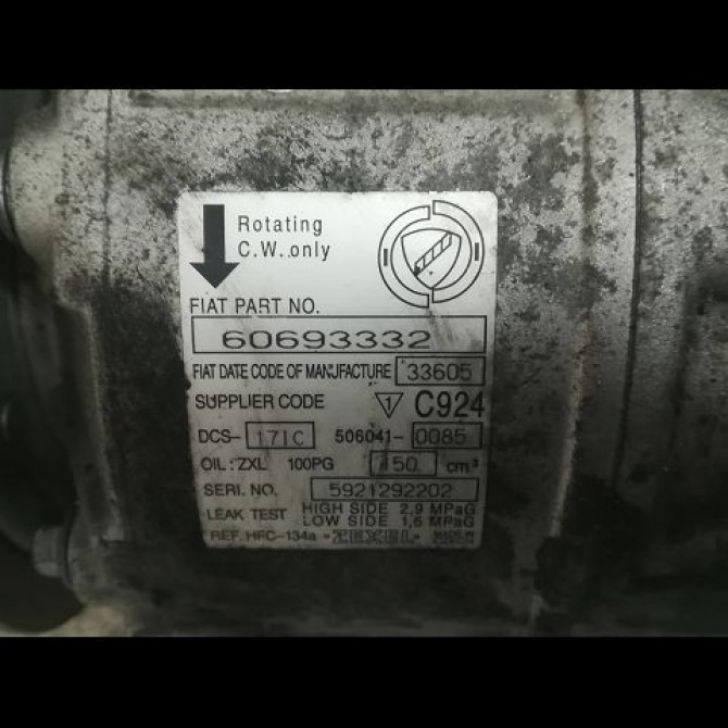 Compresseur air conditionne occasion ALFA ROMEO 159 Phase 1 09-2005->05-2013 2.4 JTDm 200ch 60693332 3