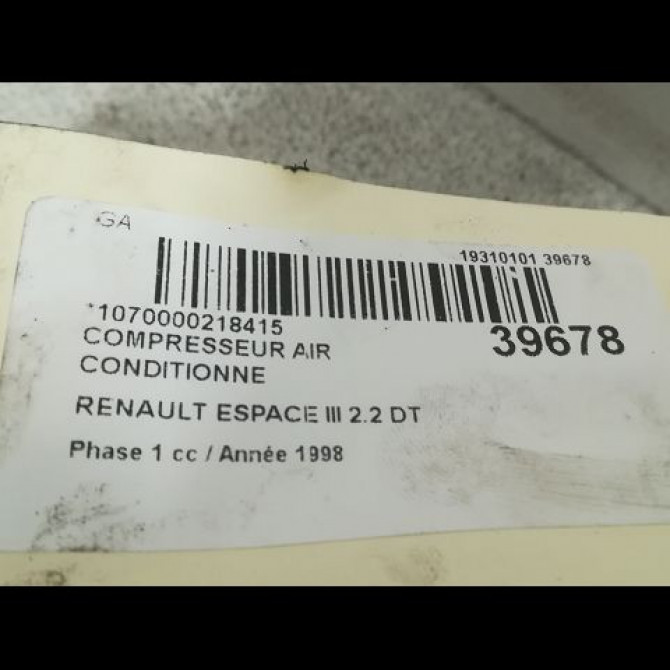 Compresseur air conditionne occasion RENAULT ESPACE III Phase 1 12-1996->09-2002 2.2 DT 7701499839 4