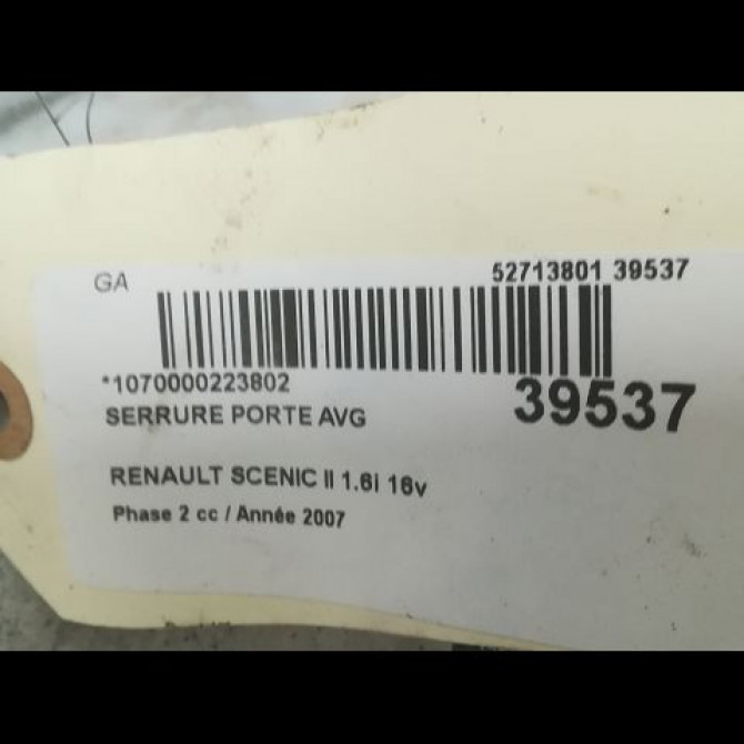 Serrure porte avg occasion RENAULT SCENIC II Phase 2 09-2006->04-2009 1.6i 16v 8200119122 4