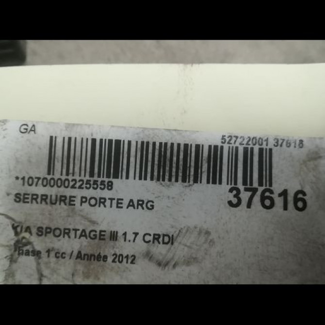 Serrure porte arg occasion KIA SPORTAGE III Phase 1 09-2010->... 1.7 CRDI 115ch 3