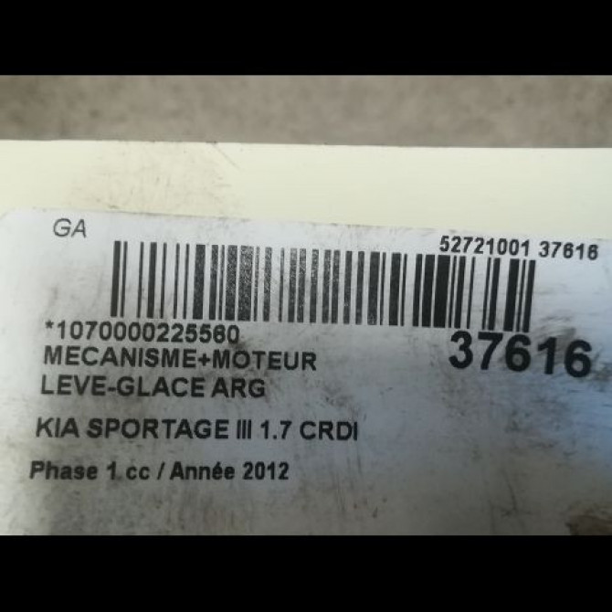 Mecanisme+moteur leve-glace arg occasion KIA SPORTAGE III Phase 1 09-2010->... 1.7 CRDI 115ch 3