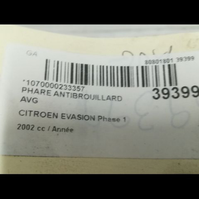 Phare antibrouillard avant gauche occasion CITROEN EVASION Phase 1 07-1994->09-2002 6204J4 3