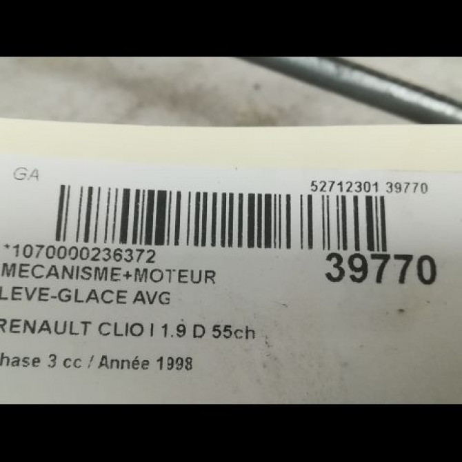 Mecanisme+moteur leve-glace avg occasion RENAULT CLIO I Phase 3 03-1996->08-1998 1.9 D 55ch 7700802026 3
