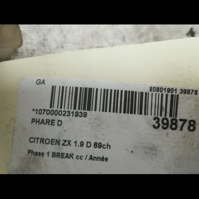 Phare droit occasion CITROEN ZX Phase 1 BREAK 02-1994->06-1994 1.9 