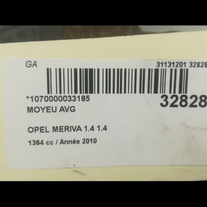 Moyeu avg occasion OPEL MERIVA I Phase 2 01-2006->09-2010 1.4 TWINPORT 9195608 3