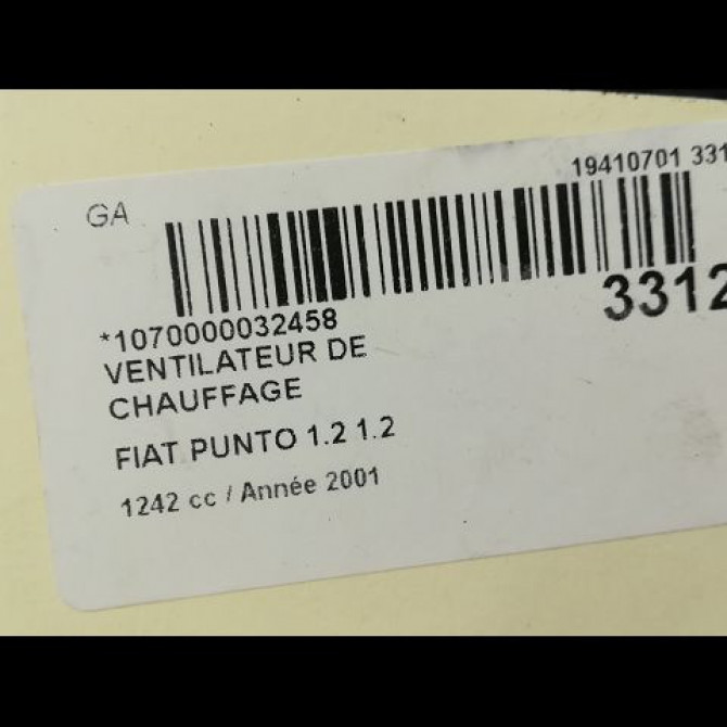 Ventilateur de chauffage occasion FIAT PUNTO II Phase 1 10-1999->05-2003 60 46770817 5