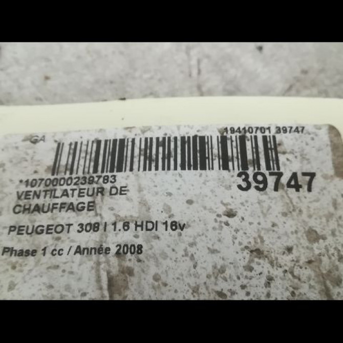 Ventilateur de chauffage occasion PEUGEOT 308 I Phase 1 09-2007->03-2011 1.6 HDI 16v 90ch 6441Z7 3