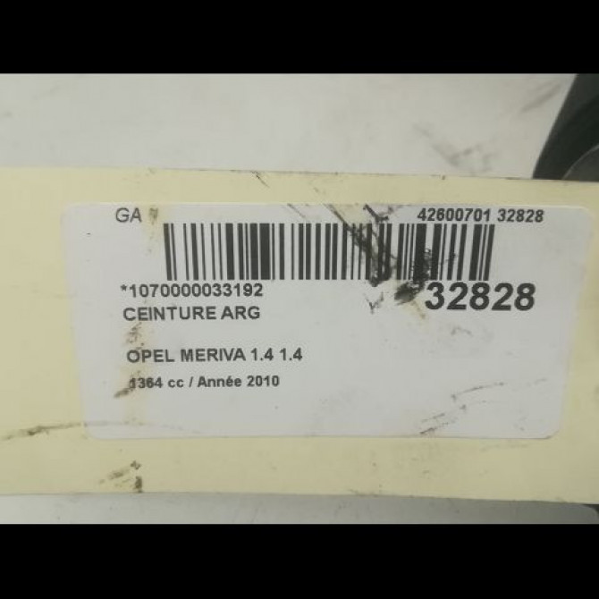 Ceinture arrière gauche occasion OPEL MERIVA I Phase 2 01-2006->09-2010 1.4 TWINPORT 13243571 4