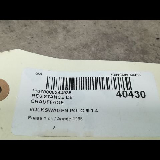 Resistance de chauffage occasion VOLKSWAGEN POLO III Phase 1 10-1994->11-1999 1.4 1H0959263 2