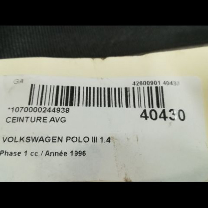 Ceinture avant gauche occasion VOLKSWAGEN POLO III Phase 1 10-1994->11-1999 1.4 6N3857705CB41 4