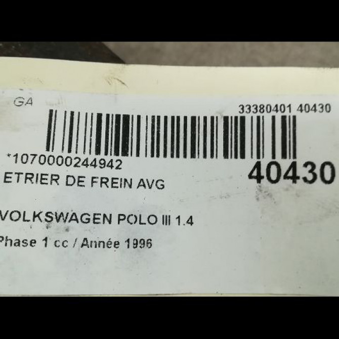 Etrier de frein avant gauche occasion VOLKSWAGEN POLO III Phase 1 10-1994->11-1999 1.4 6N0615124A 3