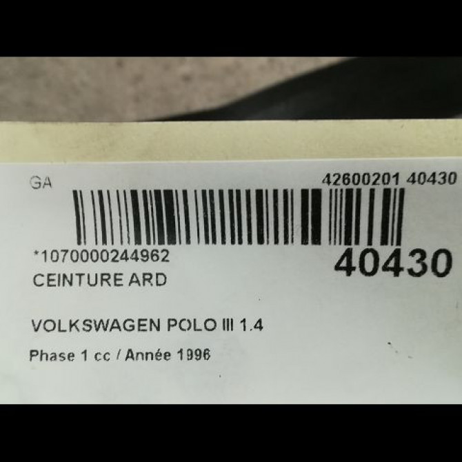 Ceinture arrière droite occasion VOLKSWAGEN POLO III Phase 1 10-1994->11-1999 1.4 6N0857805B41 4