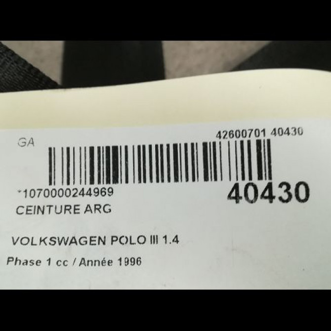 Ceinture arrière gauche occasion VOLKSWAGEN POLO III Phase 1 10-1994->11-1999 1.4 6N0857806B41 4