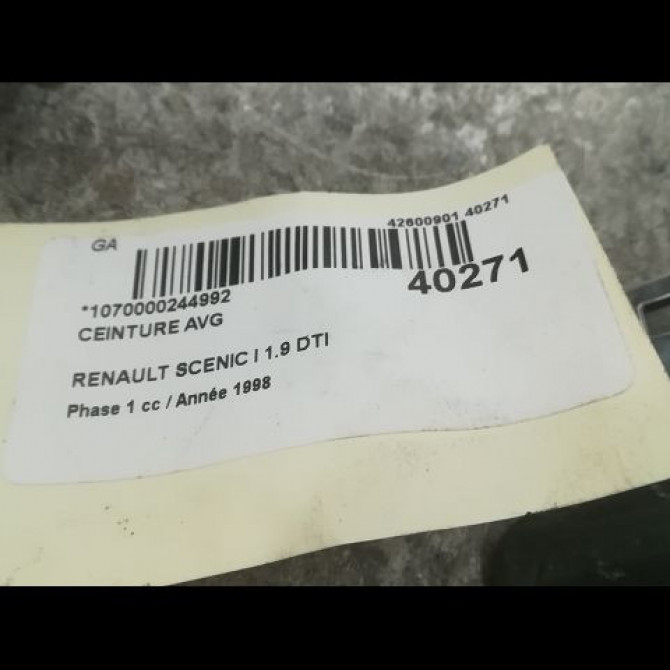 Ceinture avant gauche occasion RENAULT SCENIC I Phase 1 09-1996->08-1999 1.9 DTI 100ch 7700422318 4