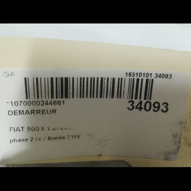 Démarreur occasion FIAT 500 II phase 2 04-2014->... 1.2i 69ch 4