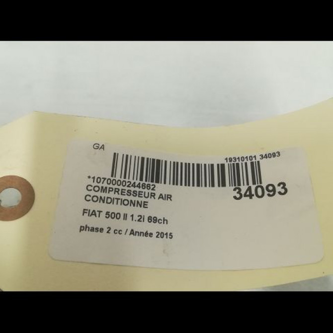 Compresseur air conditionne occasion FIAT 500 II phase 2 04-2014->... 1.2i 69ch 3