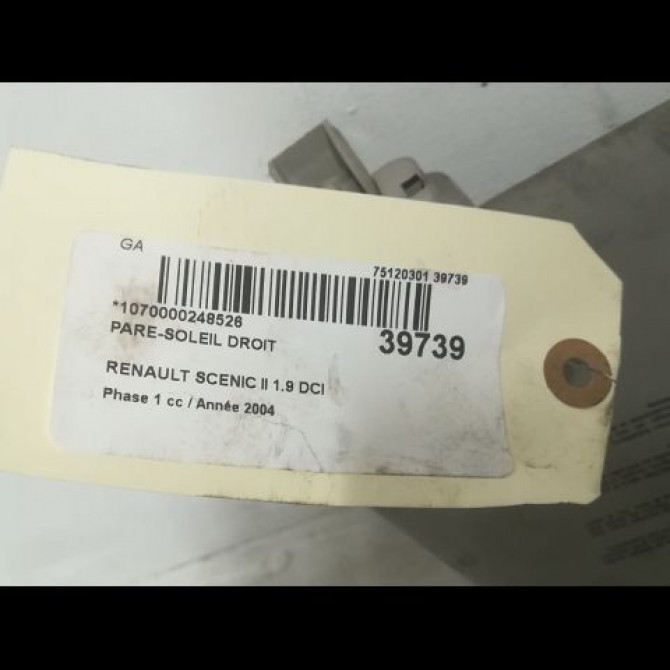 Pare-soleil droit occasion RENAULT SCENIC II Phase 1 03-2004->09-2006 1.9 DCI 120ch 8200246822 3