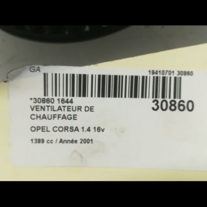 Ventilateur de chauffage occasion OPEL CORSA III Phase 1 10-2000->08-2003 1.4i 16v 24436989 3