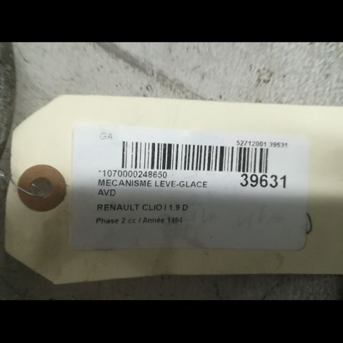 Mécanisme lève-glace avant gauche occasion RENAULT CLIO I Phase 2 03-1994->03-1996 1.9 D 7700802028 3