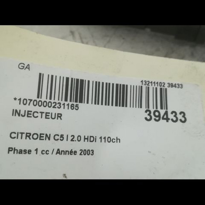 Injecteur occasion CITROEN C5 I Phase 1 03-2001->09-2004 2.0 HDi 110ch 3
