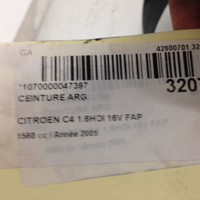 Ceinture arrière gauche occasion CITROEN C4 I Phase 1 11-2004->07-2008 1.6 HDi 110ch 00008974JK 3