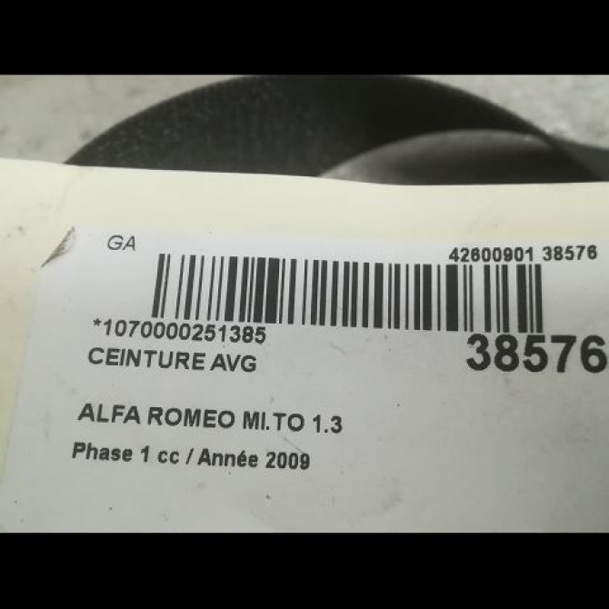 Ceinture avant gauche occasion ALFA ROMEO MI.TO MI.TO Phase 1 2008-09-01->2016-12-31 1.3 JTDM 85ch 156080878 5