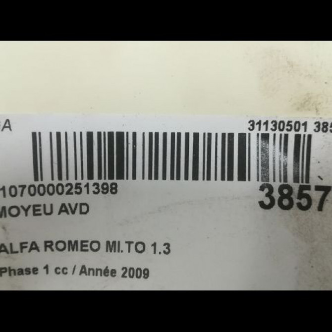 Moyeu avd occasion ALFA ROMEO MI.TO MI.TO Phase 1 2008-09-01->2016-12-31 1.3 JTDM 85ch 71745047 3
