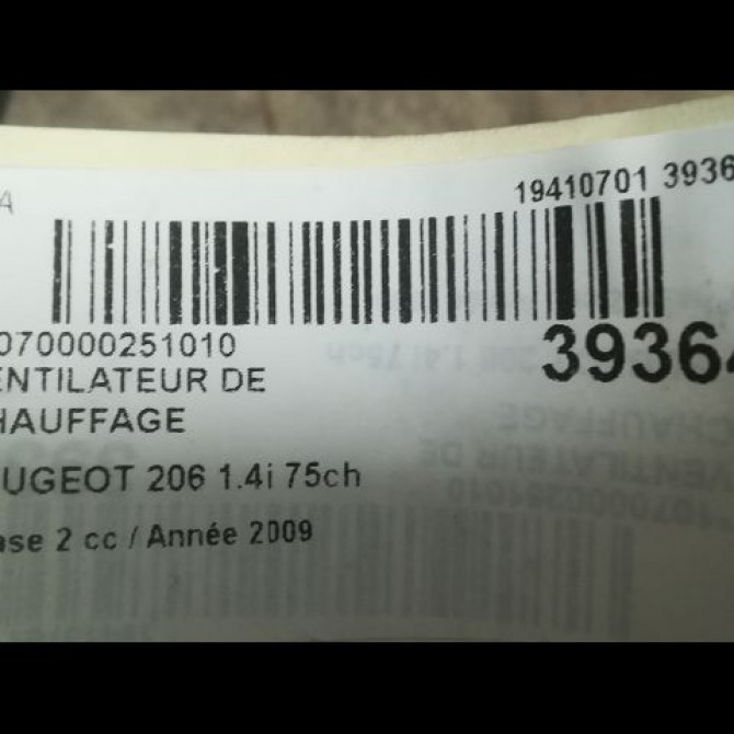 Ventilateur de chauffage occasion PEUGEOT 206 Phase 2 02-2003->02-2009 1.4i 75ch 6441J8 3