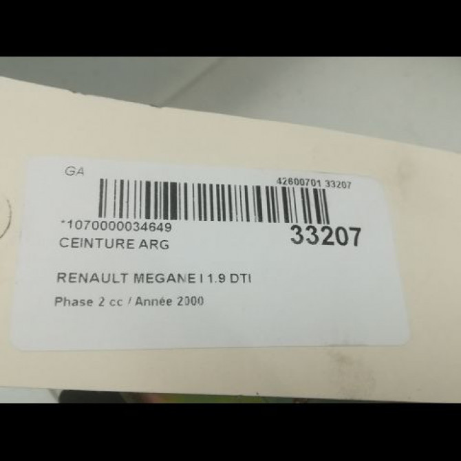 Ceinture arrière gauche occasion RENAULT MEGANE I Phase 2 03-1999->06-2003 1.9 DTI 7700430893 4