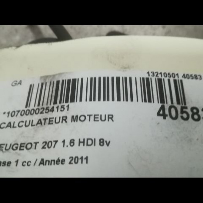 Calculateur moteur occasion PEUGEOT 207 Phase 1 04-2006->06-2013 1.6 HDI 8v 92ch 1609868180 4