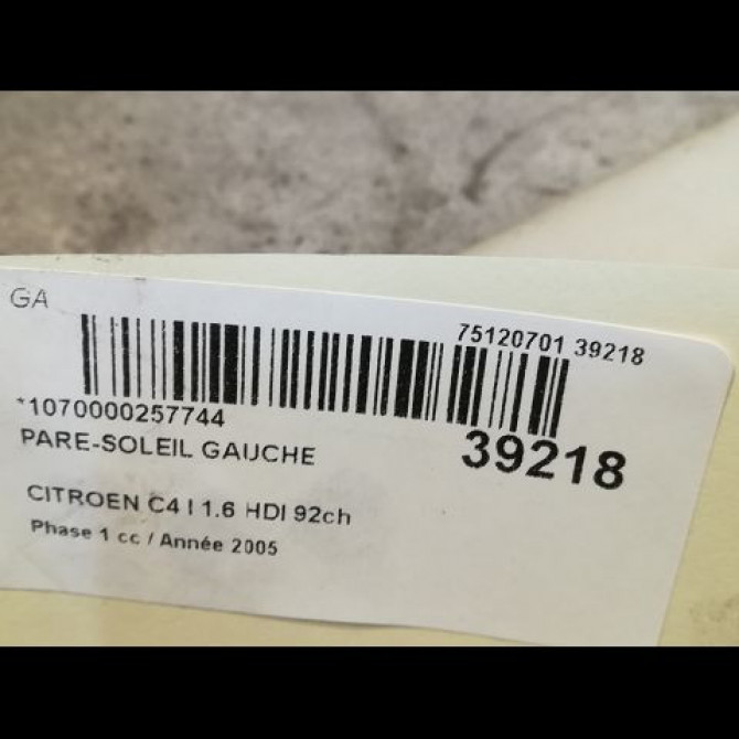 Pare-soleil gauche occasion CITROEN C4 I Phase 1 11-2004->07-2008 1.6 HDI 92ch 8143JF 3