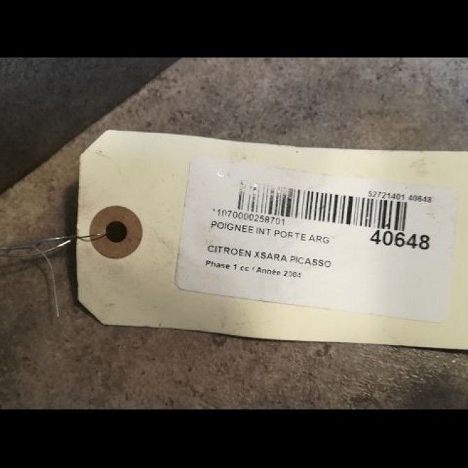 Poignee int porte arg occasion CITROEN XSARA PICASSO Phase 1 12-1999->02-2004 2.0 HDi 90ch 9143G9 2