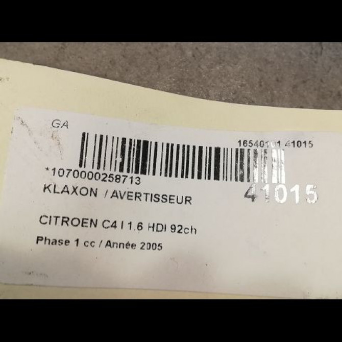 Klaxon  / avertisseur occasion CITROEN C4 I Phase 1 11-2004->07-2008 1.6 HDI 92ch 3