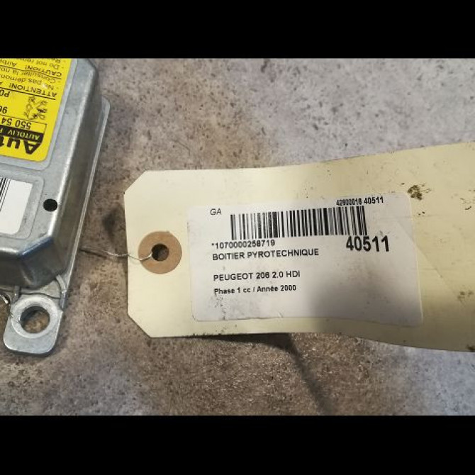 Boitier pyrotechnique occasion PEUGEOT 206 Phase 1 09-1998->03-2009 2.0 HDI 6545GT 2