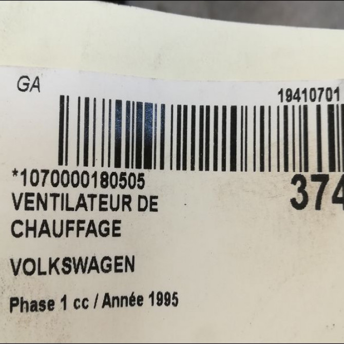 Ventilateur de chauffage occasion VOLKSWAGEN TRANSPORTER IV Phase 1 09-1990->03-1996 1.9 D 357820021 3