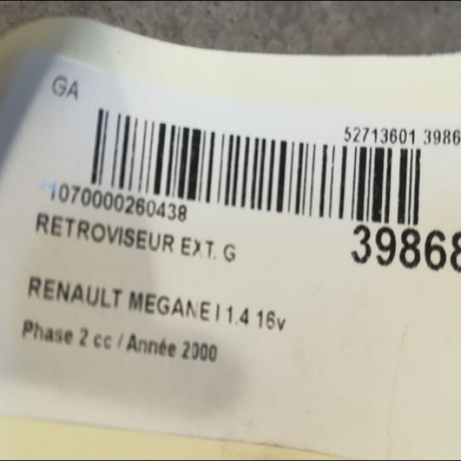 Retroviseur exterieur gauche occasion RENAULT MEGANE I Phase 2 03-1999->06-2003 1.4 16v 7701471858 3