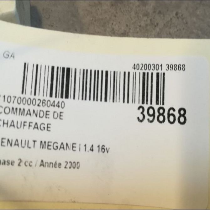 Commande de chauffage occasion RENAULT MEGANE I Phase 2 03-1999->06-2003 1.4 16v 7701209442 3