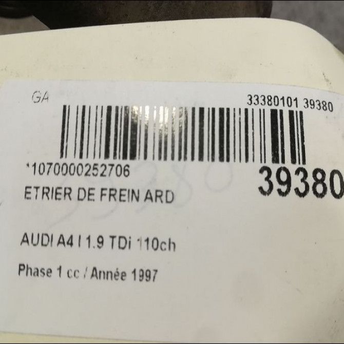 Etrier de frein arrière droit occasion AUDI A4 I Phase 1 02-1995->02-1999 1.9 TDi 110ch 8D0615424 3