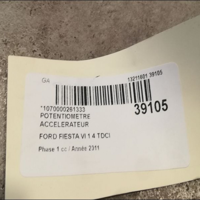 Potentiometre accelerateur occasion FORD FIESTA VI Phase 1 10-2008->11-2012 1.4 TDCI 70ch 2