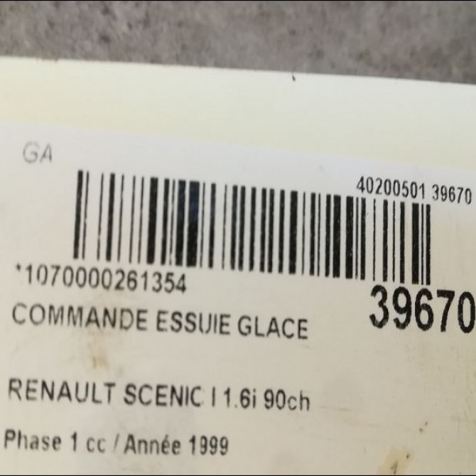 Commande essuie glace occasion RENAULT SCENIC I Phase 1 09-1996->08-1999 1.6i 90ch 7701047263 3