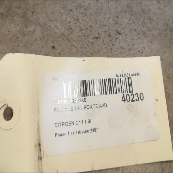 Poignee ext porte avd occasion CITROEN C1 I Phase 1 06-2005->11-2008 1.0i 9101AG 2