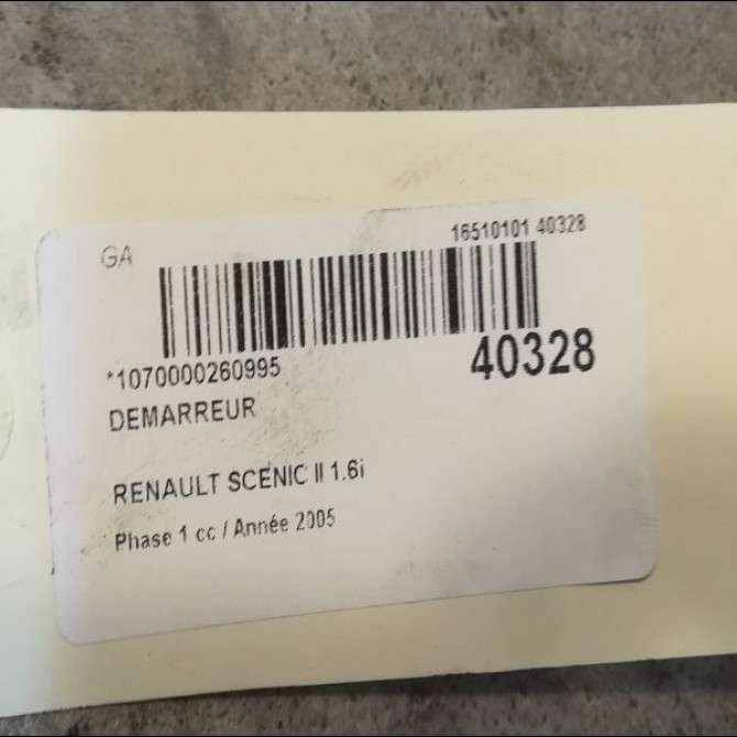 Démarreur occasion RENAULT SCENIC II Phase 1 03-2004->09-2006 1.6i 110ch 8200266777 4