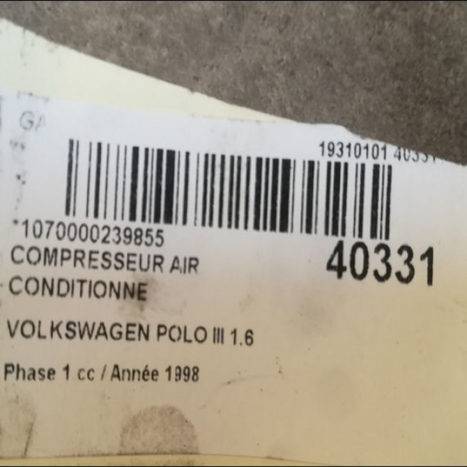 Compresseur air conditionne occasion VOLKSWAGEN POLO III Phase 1 10-1994->11-1999 1.6 6N0820803AX 4