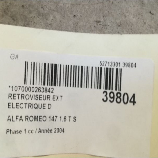 Retroviseur exterieur electrique droit occasion ALFA ROMEO 147 Phase 1 09-2000->09-2004 1.6 T S 120ch 71737080 3