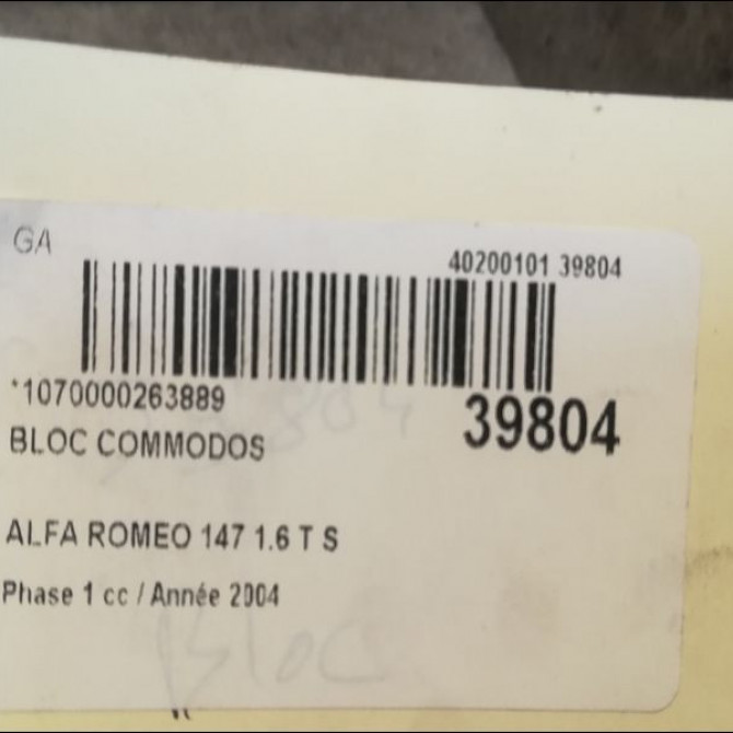 Bloc commodos occasion ALFA ROMEO 147 Phase 1 09-2000->09-2004 1.6 T S 120ch 735365510 5