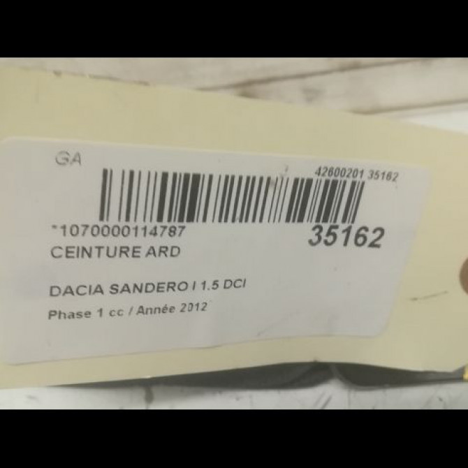 Ceinture arrière droite occasion DACIA SANDERO I Phase 1 06-2008->10-2012 1.5 DCI 90ch 888400158R 4